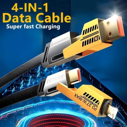 4-in-1 Multi Usb Charging Cable – For Iphone And Type C | Fast Pd Charger Cord For Iphone, Ipad, Samsung, Macbook