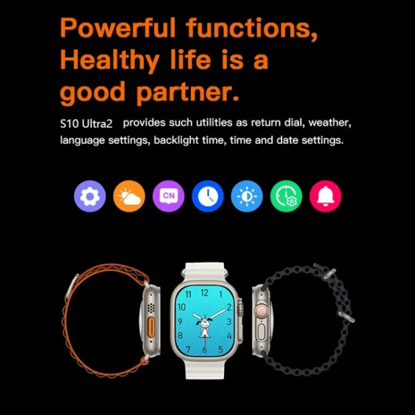 s10-ultra-2-smart-watch-for-kids-adults-7-stylish-straps-titanium-body-magnetic-charger-water-resistant - 5