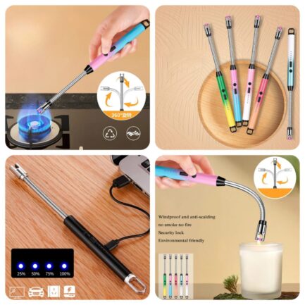 Arc Lighter With Usb Charging | Flameless Windproof | Led Battery Display | Safety Switch | Rotate 360 Degrees ( Random Color ) - Image 10