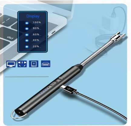 Arc Lighter With Usb Charging | Flameless Windproof | Led Battery Display | Safety Switch | Rotate 360 Degrees ( Random Color ) - Image 5