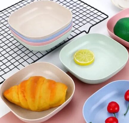 Kitchen Accessories Square Plastic Dinner Plate Set Set of 10 Pcs Colorful Snacks Breakfast Plate with Stand Kitchen Tools 10Pcs MultiColor - Image 7