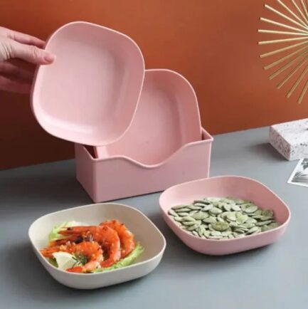 Kitchen Accessories Square Plastic Dinner Plate Set Set of 10 Pcs Colorful Snacks Breakfast Plate with Stand Kitchen Tools 10Pcs MultiColor - Image 5