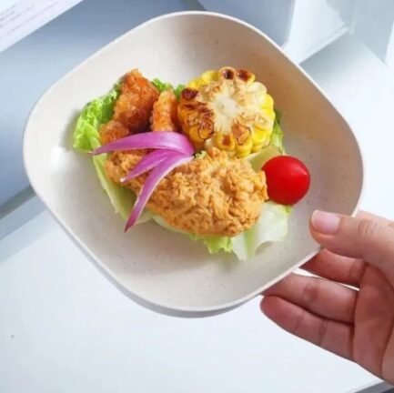 Kitchen Accessories Square Plastic Dinner Plate Set Set of 10 Pcs Colorful Snacks Breakfast Plate with Stand Kitchen Tools 10Pcs MultiColor - Image 6