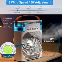 Portable Air Conditioner Fan Fine Mist Water Humidifier Function 3 in 1